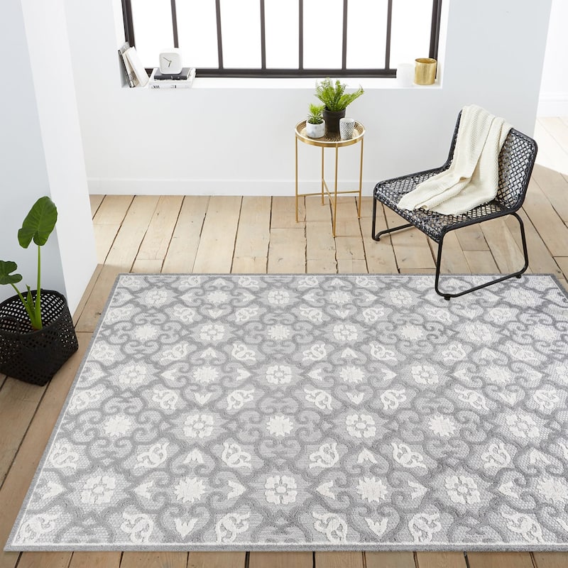 JONATHAN Y Crisantemo Tile Trellis High-Low Indoor/Outdoor Area Rug