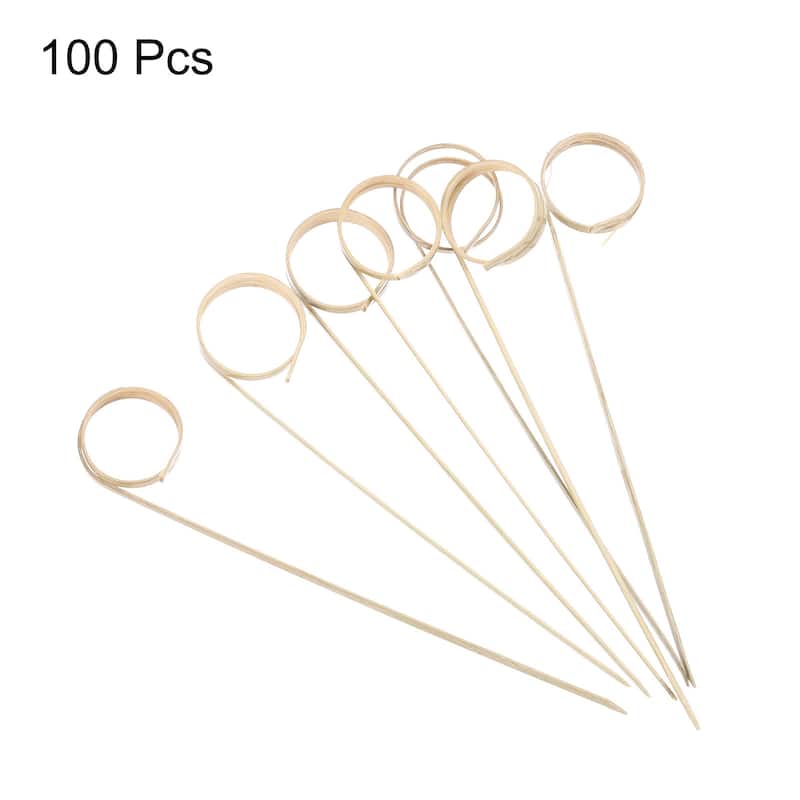 Bamboo Cocktail Toothpicks Looped Ring Drink Picks Skewer 100Pcs - 4.72"