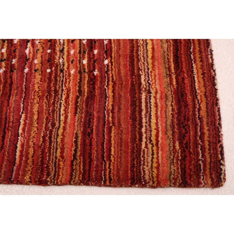 ECARPETGALLERY Hand Loomed Kashkuli Gabbeh Dark Copper Wool Rug - 4'11 x 7'11