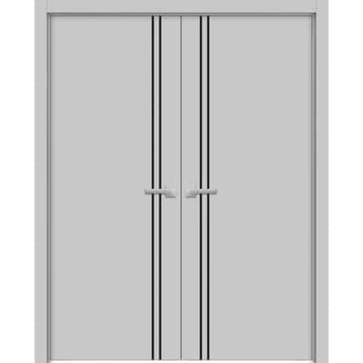 Solid French Double Doors 36 x 80 Planum 0016 Grey Matte with