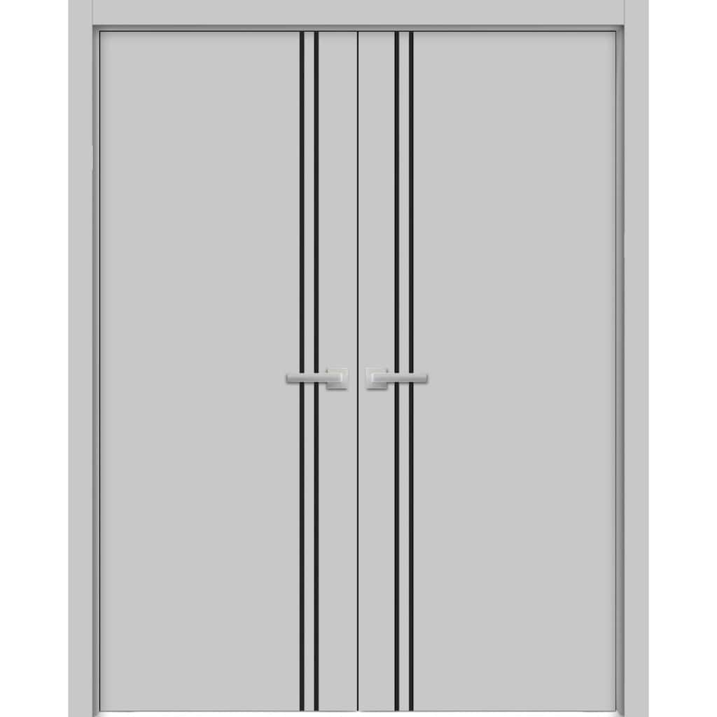 Solid French Double Doors 36 x 80 Planum 0016 Grey Matte with