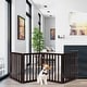 preview thumbnail 2 of 11, 4-Panel Modern Indoor Foldable Dog Gate - 73x24-Inch MDF Freestanding Pet Fence Brown