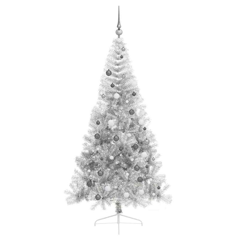 vidaXL Artificial Pre-lit Christmas Tree Silver 82.7" PET