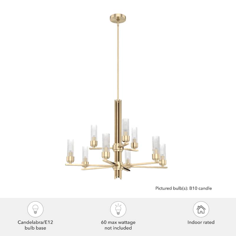 Hunter Gatz Ribbed Glass Chandelier - Dining Room, Kitchen Island, Entry - Glam, Contemporary, Transitional