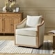 preview thumbnail 3 of 8, HULALA HOME Paul Jess Farmhouse Solid Wood Edging Swivel Barrel Chair with Fully Assembled and a Pillow