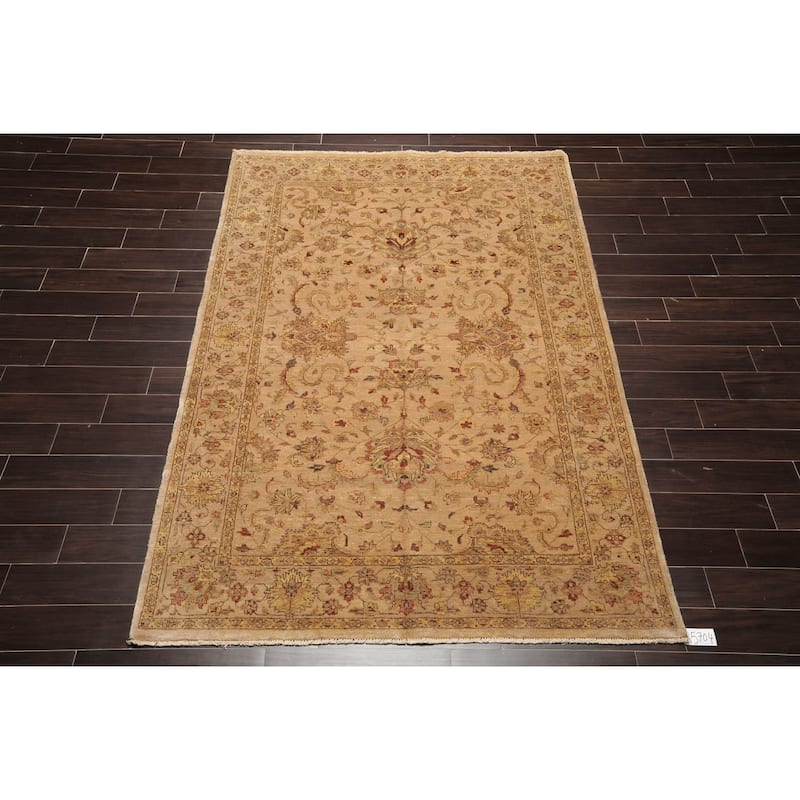 Hand Knotted Agra Tan New Zealand Wool Oriental Area Rug (6x9) - 6' x 8 ...