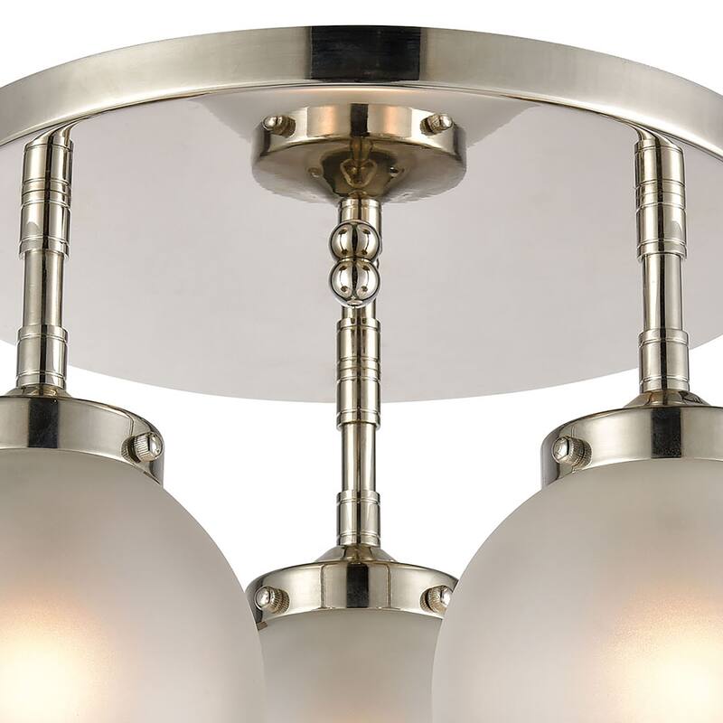 Elk Home Boudreaux Polished Nickel Glass 3 Light Semi Flush Mount
