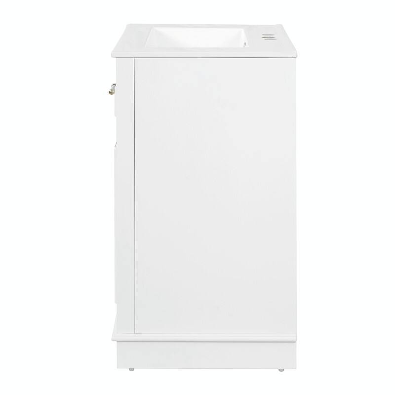 24" Bathroom Vanity with Integrated Ceramic Sink, Cabinet with 2 Doors and 1 Tip-Out Drawer, Single Sink Vanity