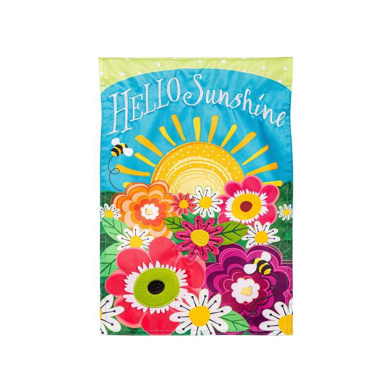 Hello Sunshine Applique Garden Flag