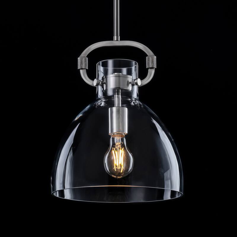 Starsky 1-Light Industrial Pendant With Glass Shade