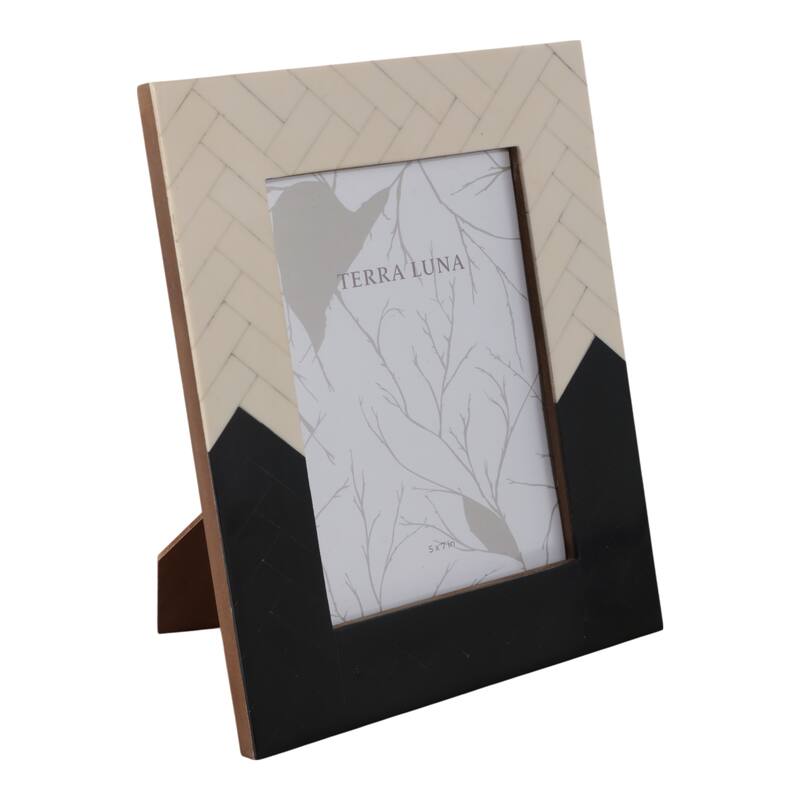 Resin Herringbone 2-Tone Photo Frame - Ivory