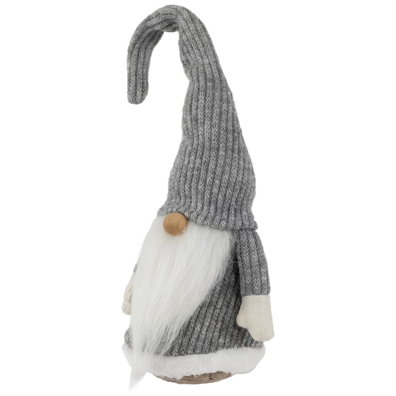 14" Gray and White Standing Gnome Christmas Figure