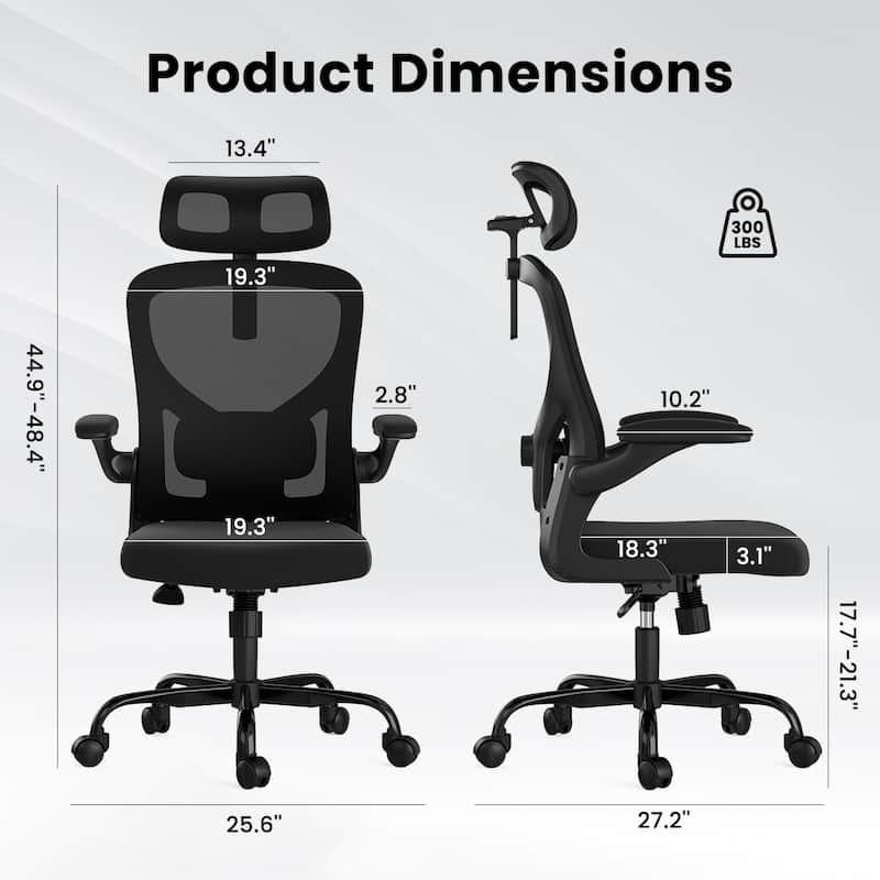 Ergonomic Office Chair With Headrest, High Back Computer Chair With Armrests And Adjustable Lumbar Support
