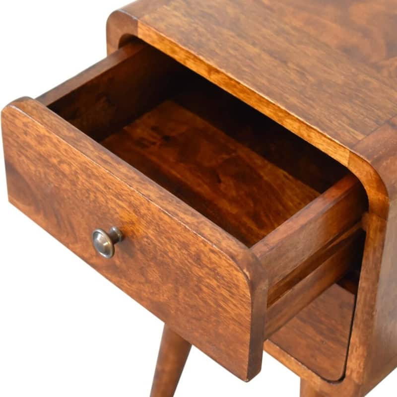 Artisan Furniture Solid Wood Mini Chestnut Curved Nightstand