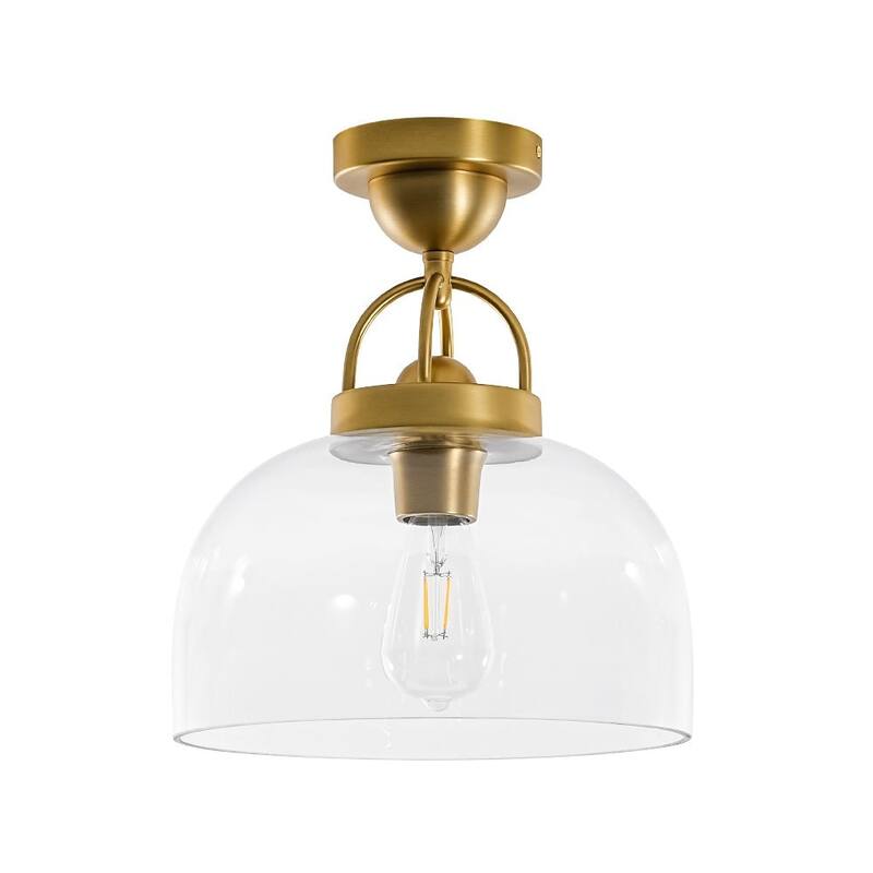 Mid-Century Modern Glass Dome Single Semi Flush Mount Ceiling Light