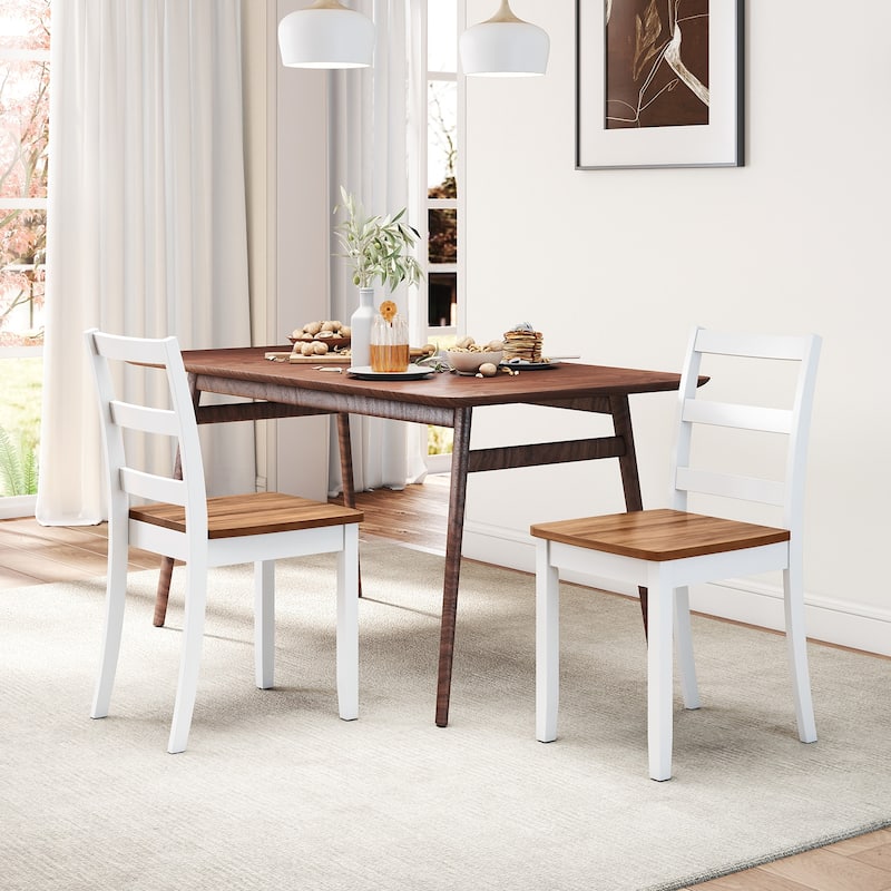 Set of 2 Wood Dining Chairs with Solid Rubber Wood Legs - 16" x 16" x 33.5"