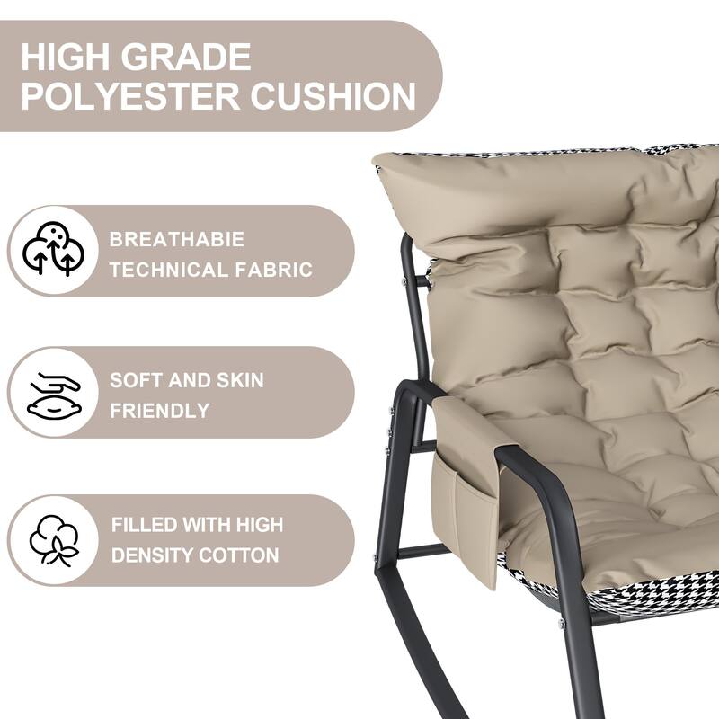 Rocking Chair with Storage, Cushions & Armrests