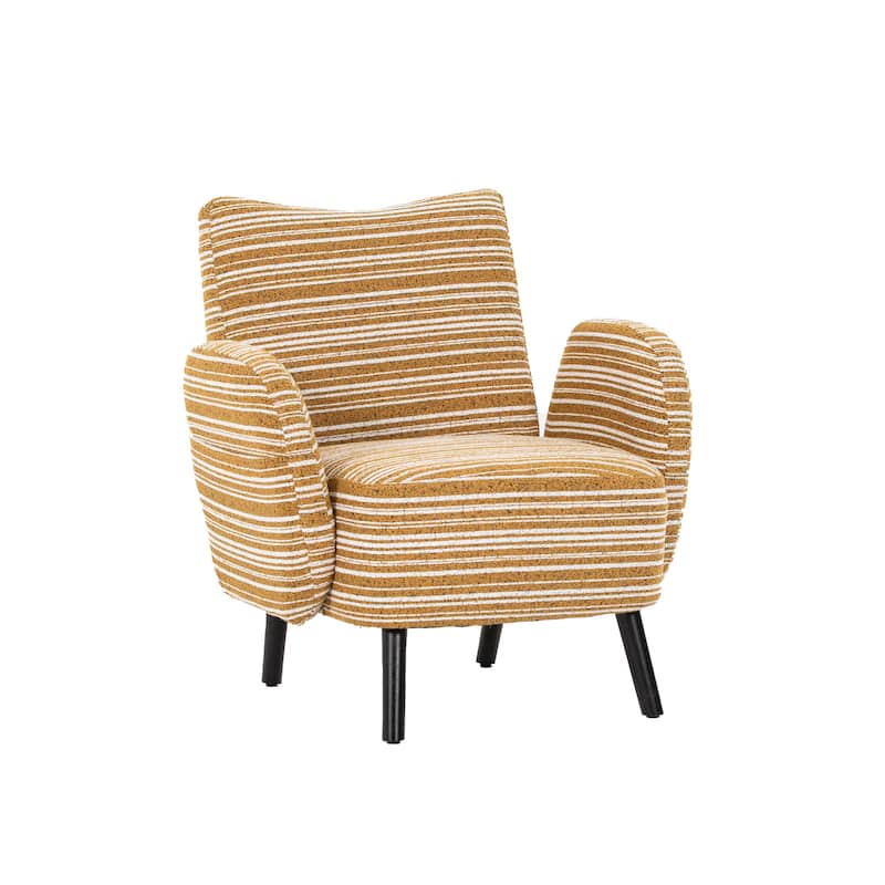 Boucle Upholstered Lounge Armchair, Reading Chair with Side Storage Pocket, Single Sofa Chair with Solid Wood Legs