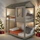 preview thumbnail 2 of 5, Rustic Grey Twin Over Twin Bunk Bed with Built-in Ladder,Guardrails