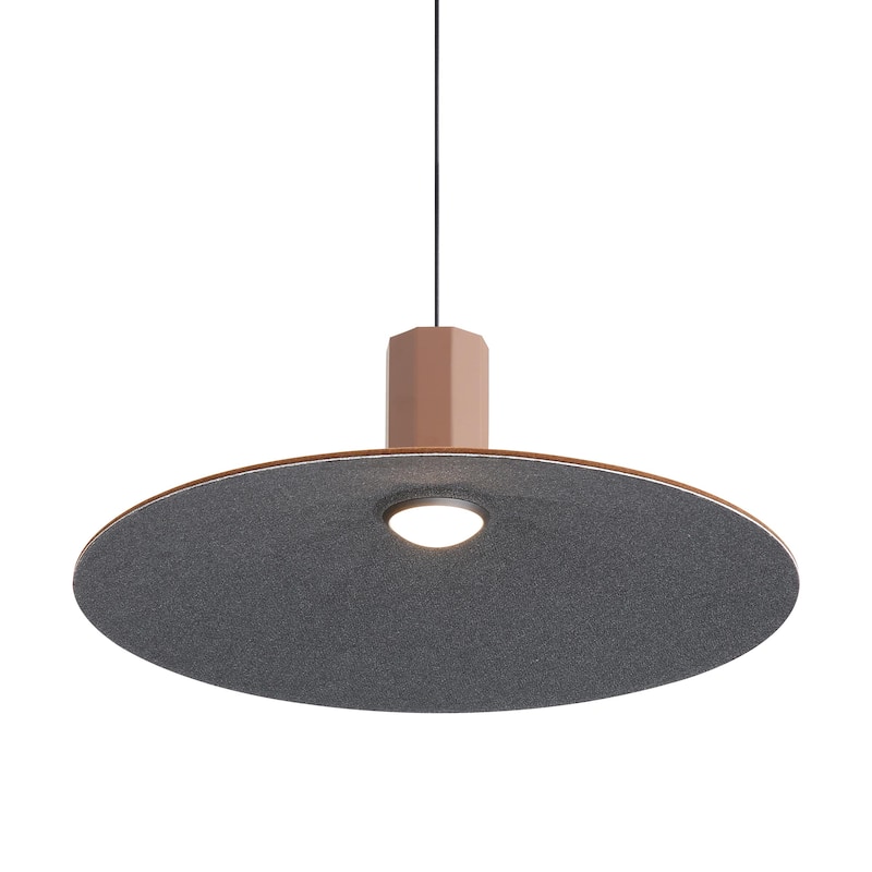 Golden Lighting Faroe 20in Integrated LED Pendant in Coffee/Black Felt - Brown
