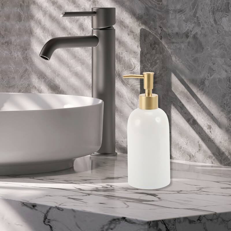 Cylindrical Simple Soap Pump Dispenser for Bathroom Hotel 320ml White 1 Pcs