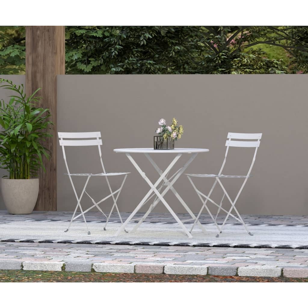 Solid Outdoor Patio Foldable Chair Set - 32" - Set of 2 - White