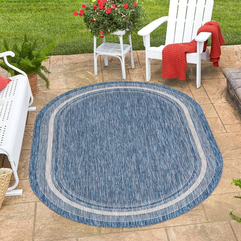 Outdoor Dimension Collection Area Rug - Blue - 3'3"x5'3" Oval