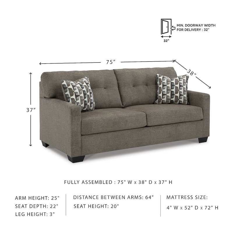 Signature Design by Ashley Mahoney Chocolate Full Sofa Sleeper - 75" W x 38" D x 37" H