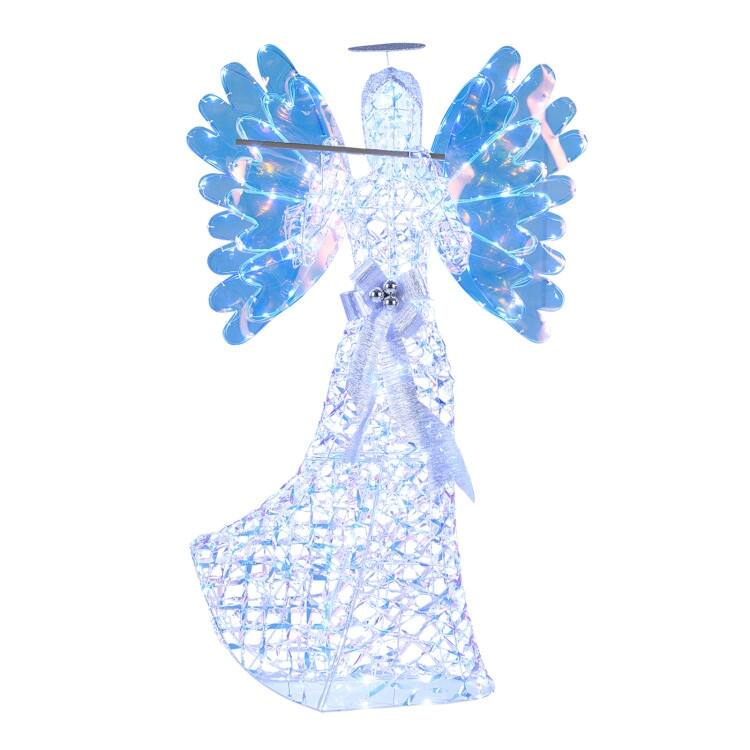 Clear-Blue Metal PVC 3D Lighted Angel with 250 LED Lights for Christmas Decor - 3 ft x 12.5" x 5.2 ft