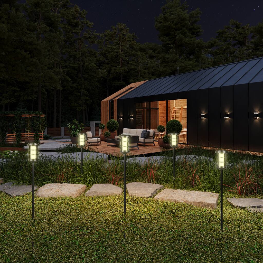 Solar Lamp Post Lights 4 Pack, Waterproof Outside Street Lights Solar Floor Lamp