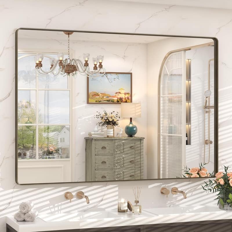 Aluminum alloy Framed Tempered Glass Wall Bathroom Vanity Mirror