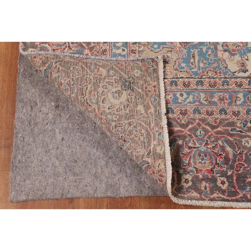 Traditional Pink Kashan Persian Vintage Rug Hand-Knotted Wool Carpet - 9'0"x 11'9"