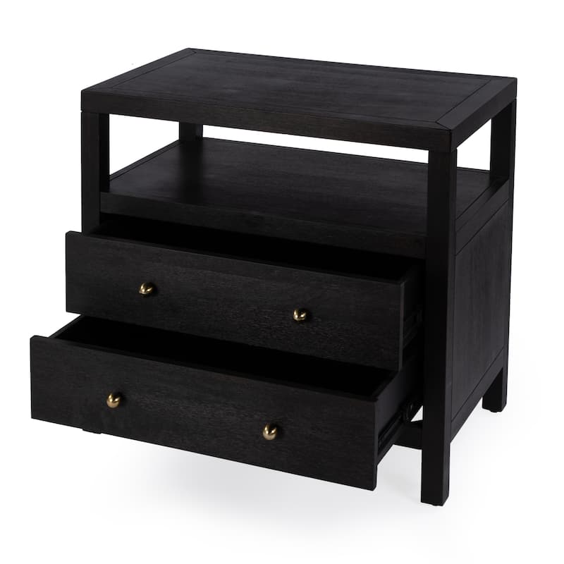 Nora 2-Drawer Wood Wide Nightstand