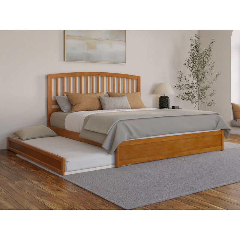 Lucia Platform Bed with Panel Footboard and Twin XL Trundle