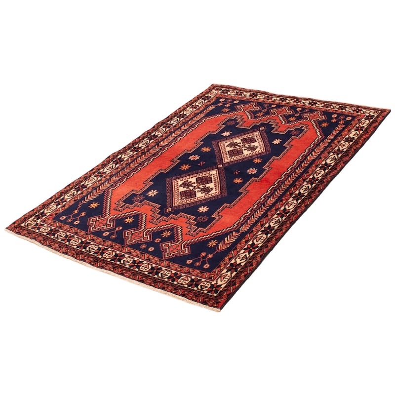 ECARPETGALLERY Hand-knotted Melis Vintage Navy Wool Rug - 5'1 x 7'0