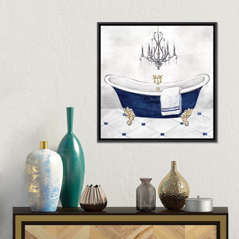 iCanvas "Navy Blue Bath II" by Cynthia Coulter Framed