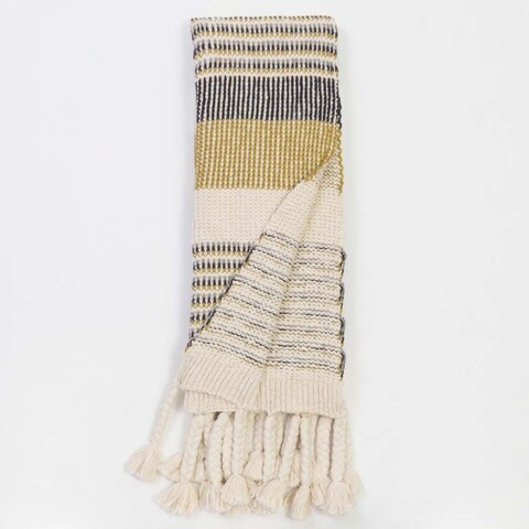 Mira Striped Multicolor Cotton Knitted Throw Blanket