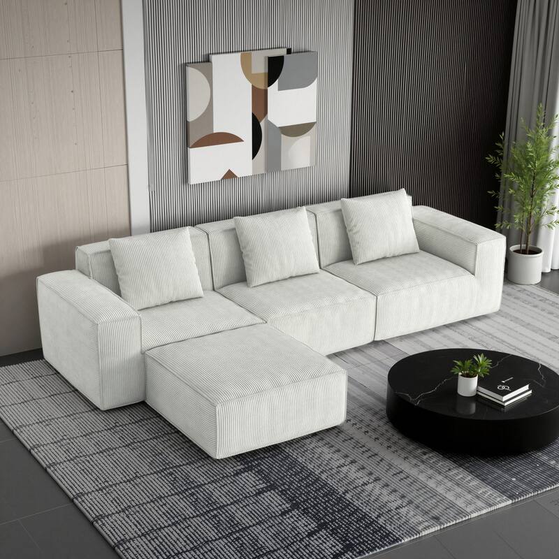 Chenille Fabric Sectional Sofa for Living Room,Tofu Block Sofa Floor Sofa