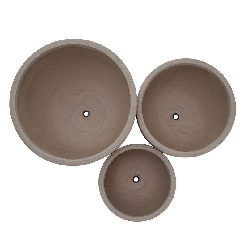 Lightweight Matte Textured MGO Flower Pot Set of 3,Round Concrete Stackable Planter with Drainage Holes and Rubber Plug