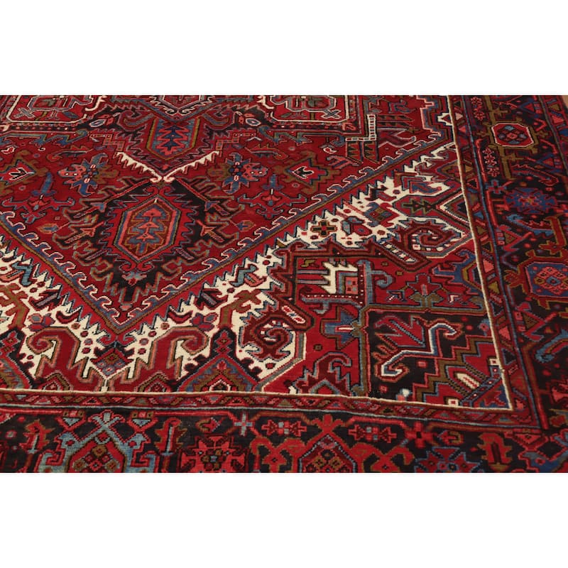 Hand Knotted Oriental 100% Wool Carpet Traditional Medallion Red Heriz Area Rug - 11' 0'' X 8' 8''