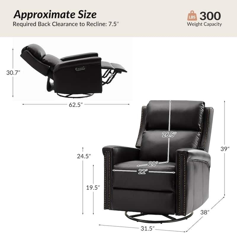 Tobias Traditional Swivel And Rocker Power Recliner Set of 2 by HULALA HOME