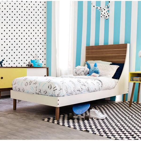 slide 2 of 17, Taylor & Olive Gilia Wood Full Panel Bed Walnut Finish - White
