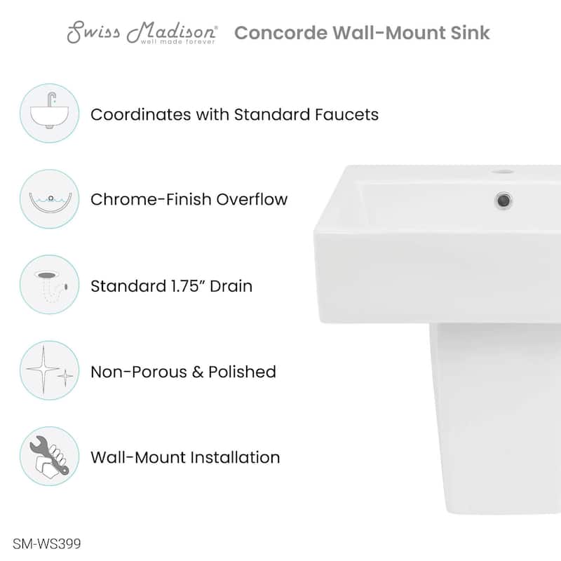 Swiss Madison SM-WS399 Concorde 20-3/4" Square Ceramic Wall Mounted