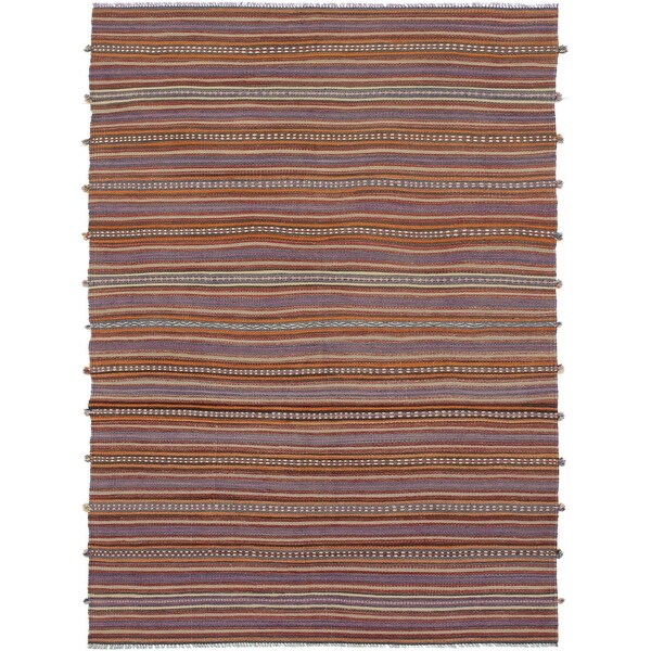 ECARPETGALLERY Flat-weave Bohemian Red Wool Kilim - 4'4 x 10'4. Opens flyout.