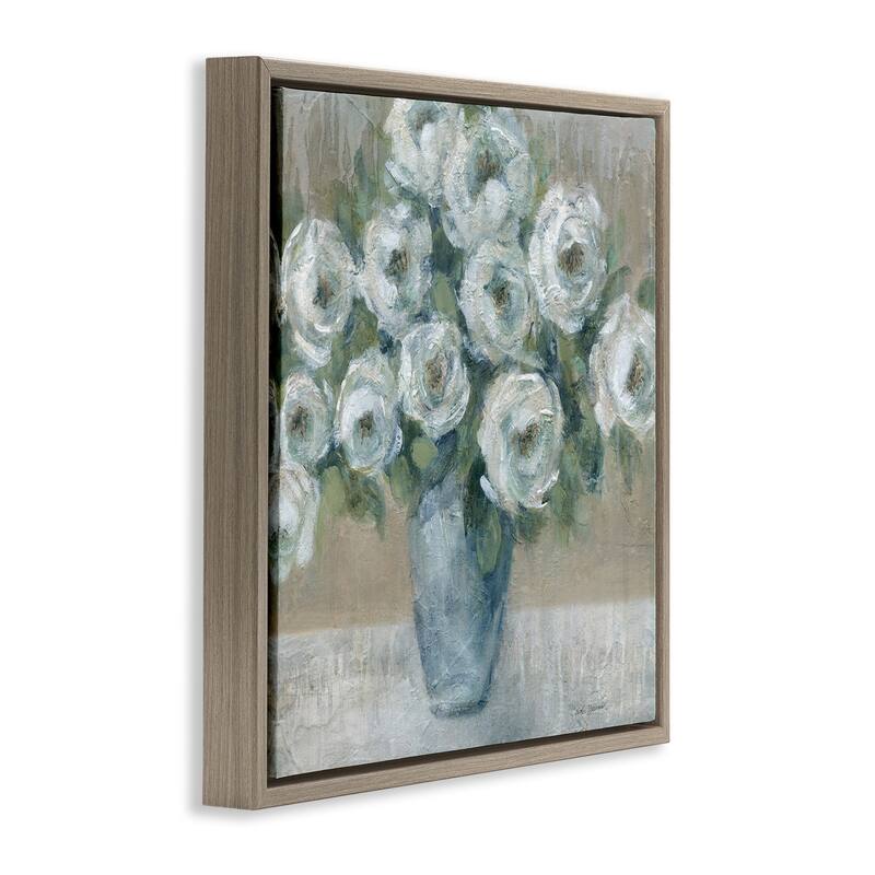 Stupell Round Painted Roses Framed Floater Canvas Wall Art Design By Carol Robinson