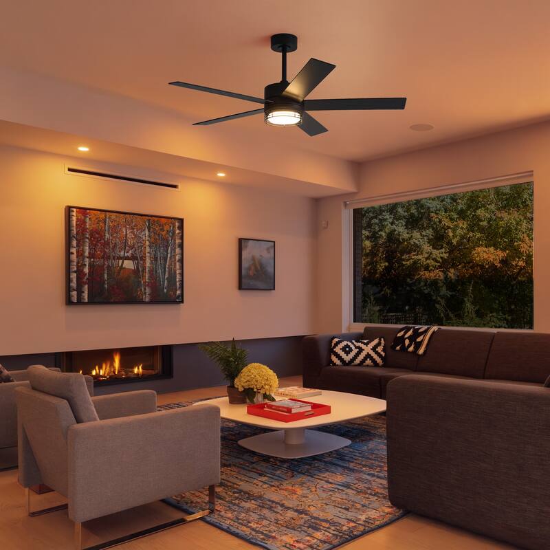 72/52-inch Reversible 8/5-Blade Dimmable LED Ceiling fan with Light and Remote