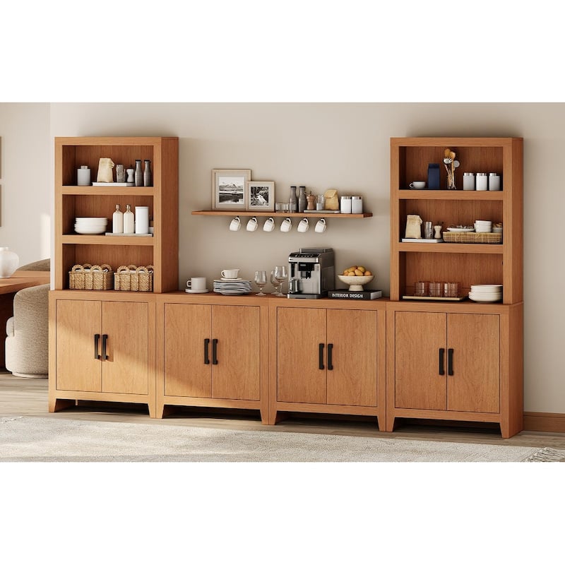 WAMPAT Entertainment Center with Bookshelves, Farmhouse TV Stand for Living Room, Bedroom - n/a