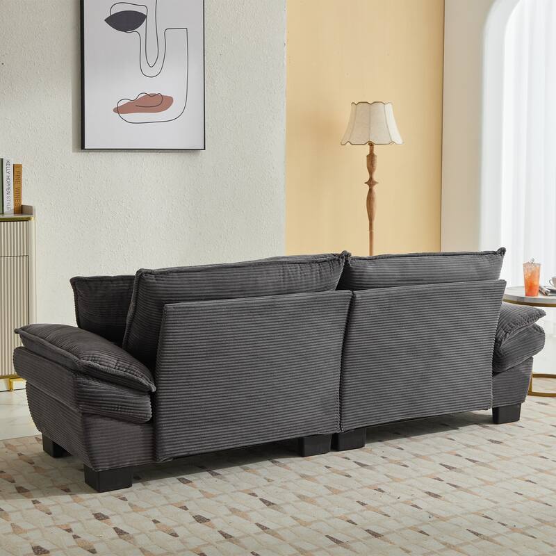 84-Inch Corduroy Sofa with Double Layer Cushion and 2 Extra Pillows for Living Room or Guest Room