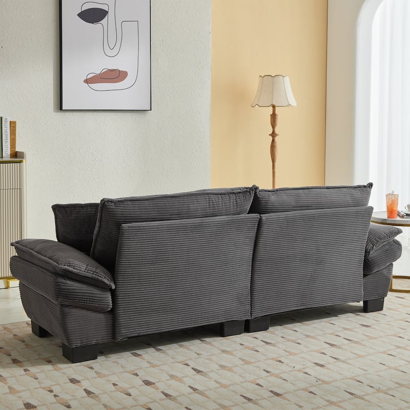 84 Inch Modern Style Sleeper Sofa, Corduroy Upholstered Sofa with Pillows,Deep Seat