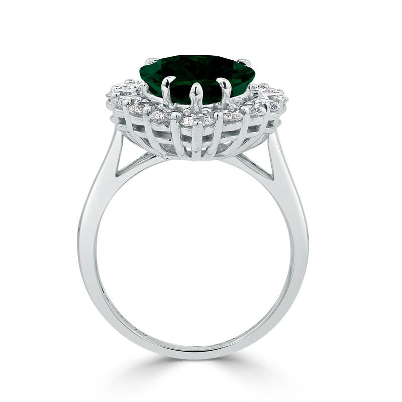 Auriya 1 3/4ct Pear-cut Green Emerald Halo Diamond Engagement Ring 1 3/4cttw 18K Gold